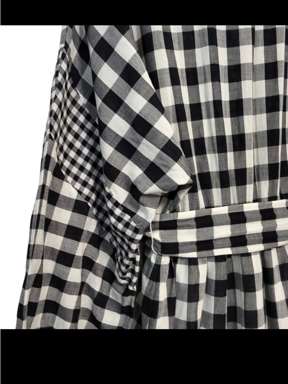 J Crew Black & White Gingham Button-Front Midi Dress with Tie Waist - Picture 9 of 14